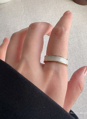 Basstudio 法式冷淡风个性戒指不掉色女时尚食指戒叠戴滴油ins