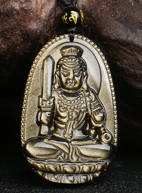 天然金曜石虚空藏菩萨吊坠生肖牛虎守护神本命佛男女项链饰品