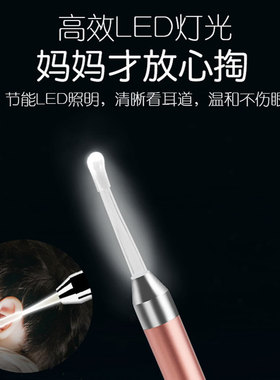 婴儿发光耳勺带灯掏耳朵神器挖耳屎夹子可视儿童专业采耳镊子套装