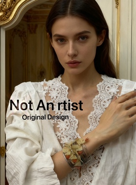 vintage复刻法式复古小众设计感夸张薄纱水钻蝴蝶开口金属手镯