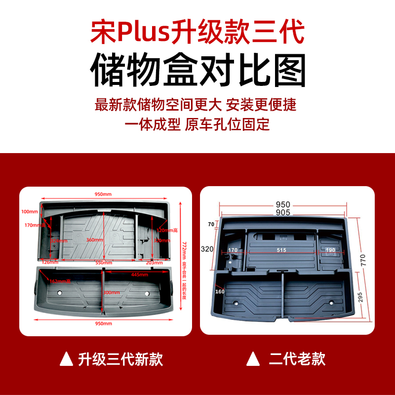 三代新款比亚迪宋Plusdmi后备箱储物盒收纳箱置物盒专用尾箱底层-图2