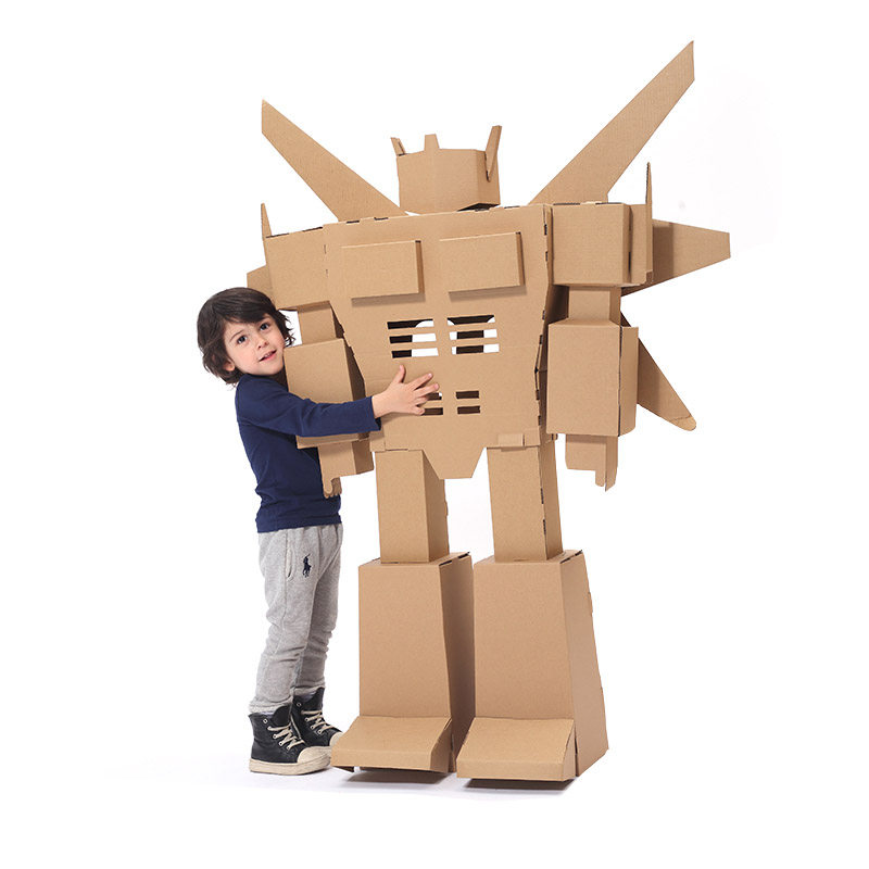 穿戴纸箱机器人铠甲涂鸦手工DIY幼儿园活动儿童纸模玩具环保模型 - 图1