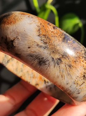 精品天然马料玛瑙手镯 彩色发丝手镯 摇曳芦苇荡 大雾仙林 59mm