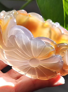 玛瑙印象 纯天然巴西老料玛瑙雕刻手镯 俏色巧雕 天然鱼眼 高工63