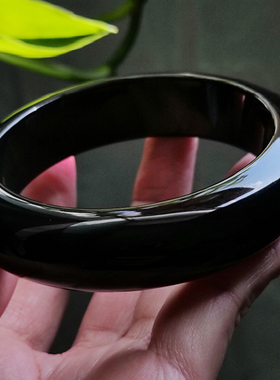 玛瑙印象 灵契之石 纯天然巴西老料黑玛瑙手镯 高档纯黑金刚黑61