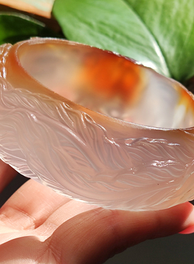 玛瑙印象 凤穿牡丹 纯天然稀有马红雕花手镯 高工雕琢 绝美俏色55