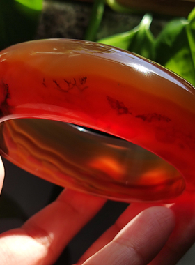 玛瑙印象 纯天然巴西老红料玛瑙手镯 高油度酒红醇厚红 加厚58