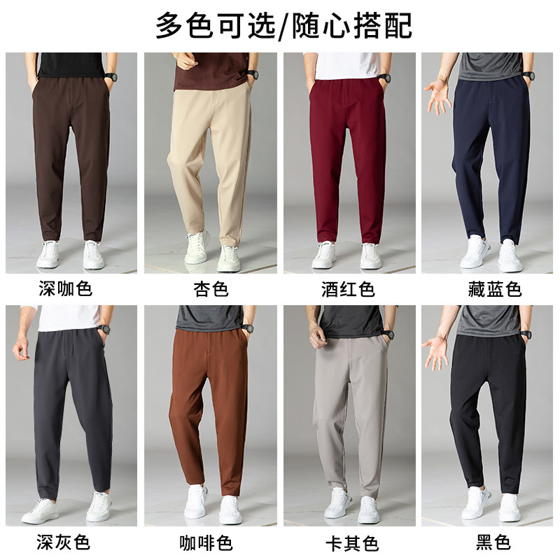 运动哈伦裤男宽松弹力舒适简约小脚平口藏蓝色前排拉链百搭休闲裤,淘宝优惠券,粉丝福利购,淘宝优惠卷