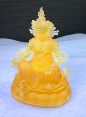 大中小号琉璃黄财神佛像摆件工艺品藏传密宗家用寺院佛堂供奉神像