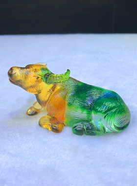 琉璃小牛摆件生肖牛卧牛转乾坤工艺品高档家居装饰摆设创意小礼品