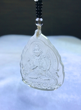 琉璃四臂观音菩萨佛像吊坠佛牌护身符男女士项链饰品挂件随身结缘