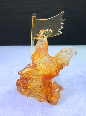 琉璃胜利鸡生肖鸡招财鸡摆件工艺品小公鸡高档家居装饰办公室摆设