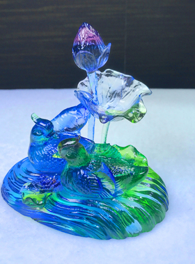 琉璃戏水鸳鸯摆件一对闺蜜结婚礼物家居装饰品客厅卧室床头工艺品