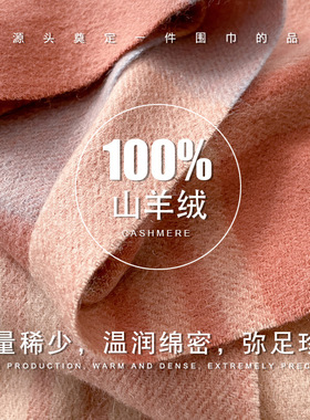 Softopia100%山羊绒围巾冬季女双面保暖蓝色围脖送妈妈女朋友礼物