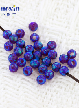 全孔圆珠深紫色欧泊欧珀石裸石 球形打孔珠子合成澳宝通孔OP52