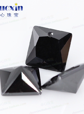 锆石diy黑色打孔吊坠裸石
