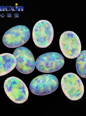 蛋形平底素面人造澳宝宝石OPAL 椭圆形欧泊石戒面裸石镶饰品FI05