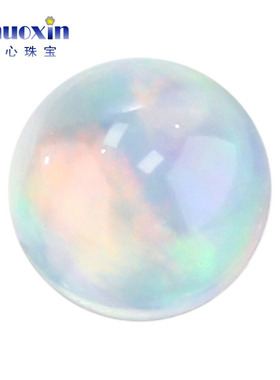 透明彩色无孔圆珠水晶澳宝裸石散珠 合成欧珀欧泊球形光珠无树脂