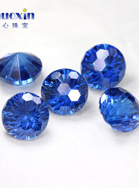 圆形烟花切高碳钻组合 CZ锆石彩色裸石天火切菊花切钻美甲耳钉钻