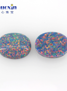 椭圆形欧泊裸石 蛋形平底素面人造澳宝灰色红彩OPAL宝石镶嵌#13-1