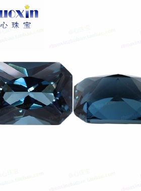 天然伦敦蓝托帕石长方倒角戒面 小八角公主车工项链戒指吊坠主石