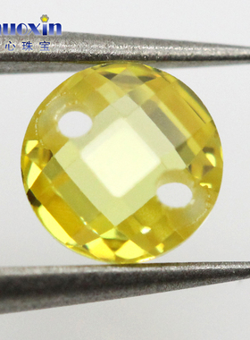 diy金黄色圆形打孔耳环裸石