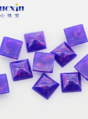 正方直角合成澳宝宝石裸石OPAL 公主方平底素面欧泊石镶耳环FH21