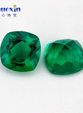 枕形赞比亚培育祖母绿戒面裸石 肥正方实验室水热法合成彩色宝石
