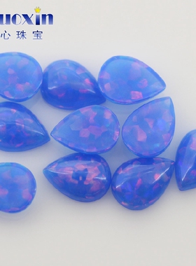 梨形弧面好火彩澳宝戒面裸石 水滴形平底素面彩色欧泊石宝石FH14