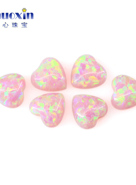 粉红色心形平底素面澳宝欧泊OP08