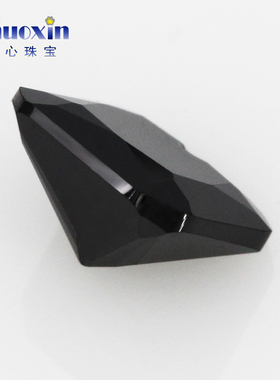 黑色正方倒角锆石边线中间单孔 尖底带孔人造CZ氧化锆耳环散珠