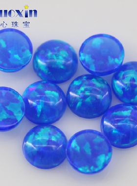 圆形多火彩人造欧泊石宝石OPAL 平底素面欧珀澳宝钻戒面裸石FI01