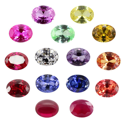 蛋形合成刚玉多色组合 合成培育红蓝宝椭圆形裸石彩宝主石熔焰法 - 图3