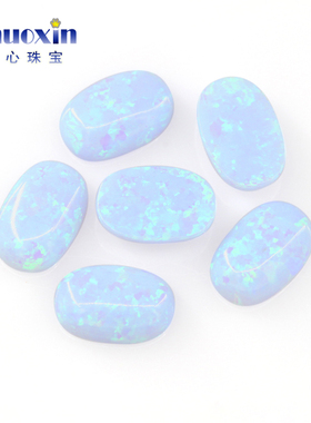 炫彩蛋形平底素面人造彩色澳宝OPAL 椭圆形欧泊石裸石镶嵌#F-N1