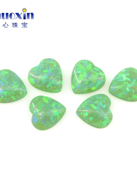 心形合成澳宝多色组合 平底素面蛋面人造欧泊石炫彩桃心形裸石
