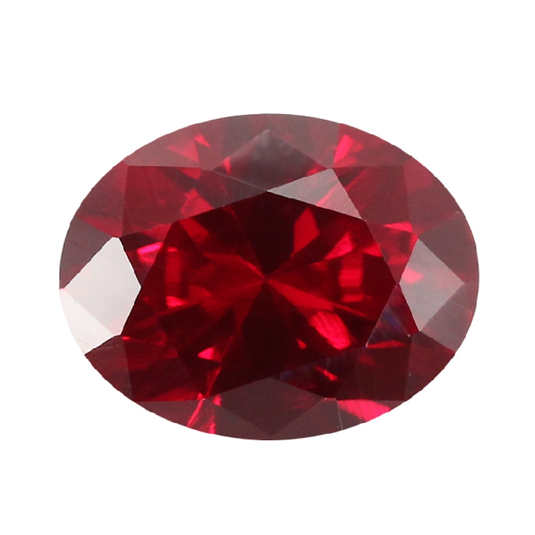 蛋形8#红刚玉鸽血红原石戒面裸石椭圆形合成培育红宝石Ruby钻DIY-图3