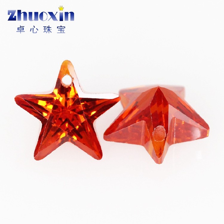 单孔五角星形锆石组合 合成锆石彩色立体尖底裸石耳环吊坠打孔钻,淘宝优惠券,粉丝福利购,淘宝优惠卷