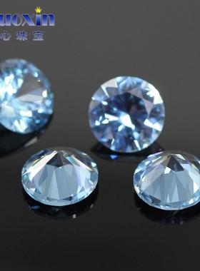 浅蓝色圆形饰品裸石戒面