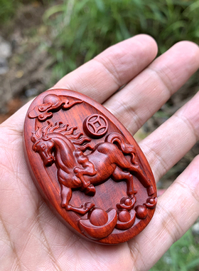 新中式木牌项链紫檀木雕