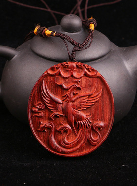 檀木平安牌挂件复古吊坠