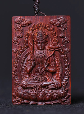 紫檀木雕刻本命佛十二生肖八大守护神随身挂件项链复古风佛牌木牌
