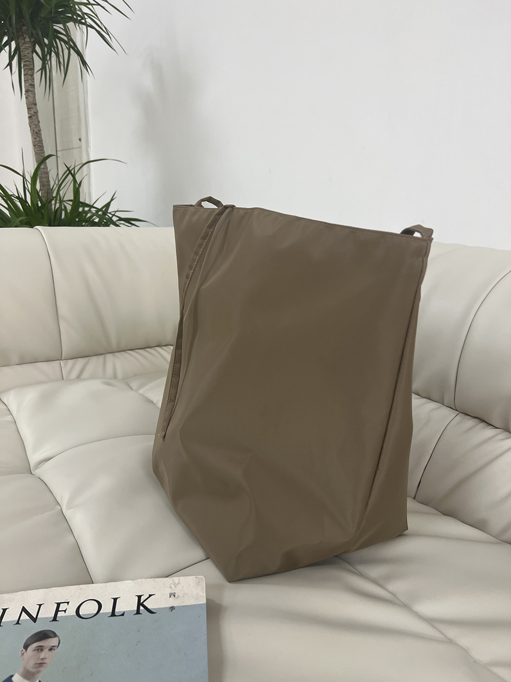 KONISHI自制松弛感极简环保尼龙购物袋单肩包水桶大包大容量便携,淘宝优惠券,粉丝福利购,淘宝优惠卷