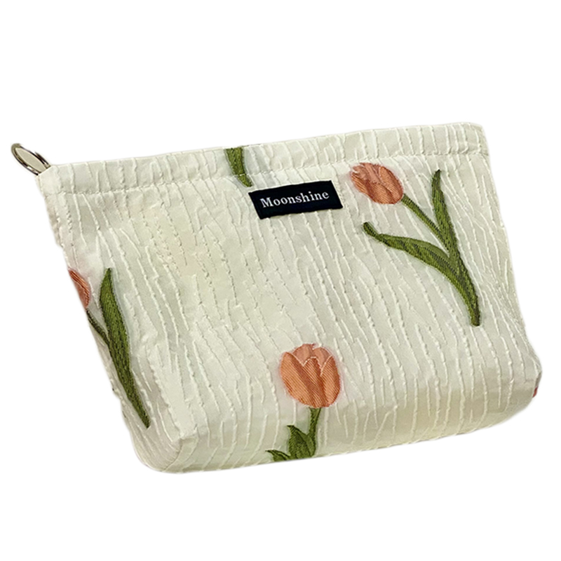 白色小清新半透明郁金香花化妆包大容量水乳刷整理便携洗漱收纳包 - 图3