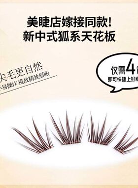 新中式国风深棕狐小狸假睫毛上镜狐系网感漫画嫁接感单簇免胶新手