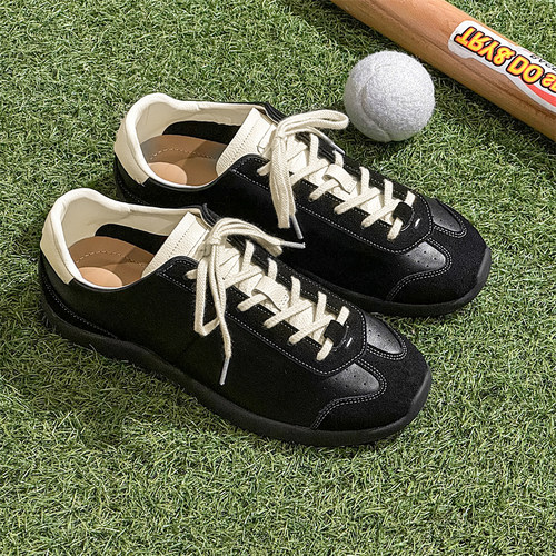 鞋子男款2026新款板鞋潮牌高级感痞帅潮鞋复古小众软底阿甘德训鞋 - 图0