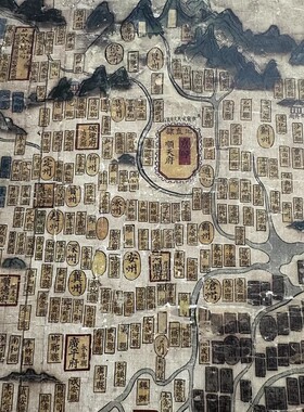 明代万历三十年绘制天下舆地图复古书画真迹微喷仿古装裱挂轴装饰