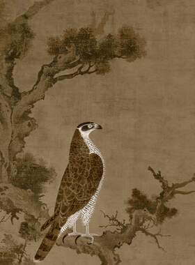 张舜咨雪界翁柏鹰图复古书画动物竖幅挂轴国画微喷仿古复制品