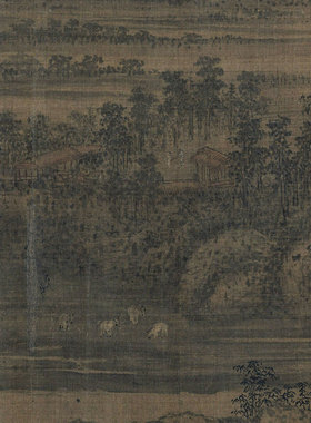 五代十国 董源 夏山图复古书画山水风景画高清微喷仿古复制装饰画