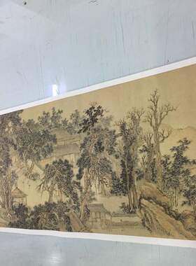 王翚 松乔堂图 复古字画横幅微喷仿古复制 书画临摹国画装饰
