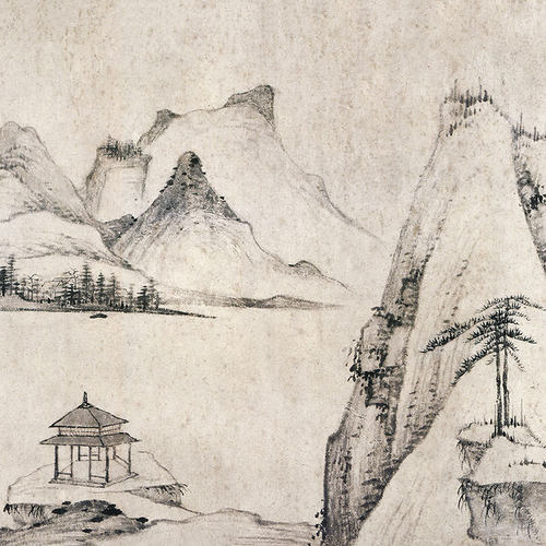 清 弘仁 晓江风便图卷复古风景水墨国画高清微喷复制书画装饰 - 图1
